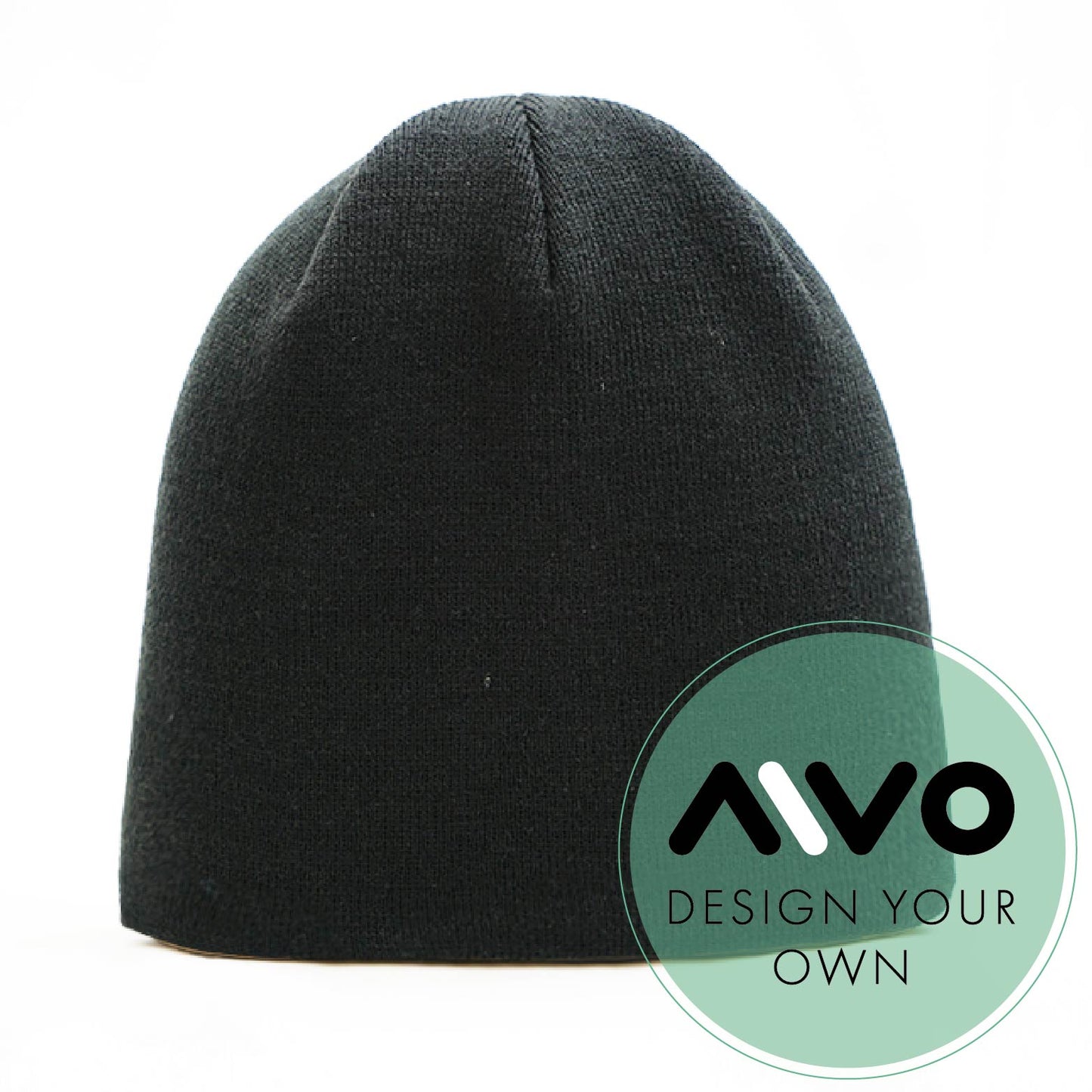 Beanie - No Turn Up/Cuff add your own logo in black