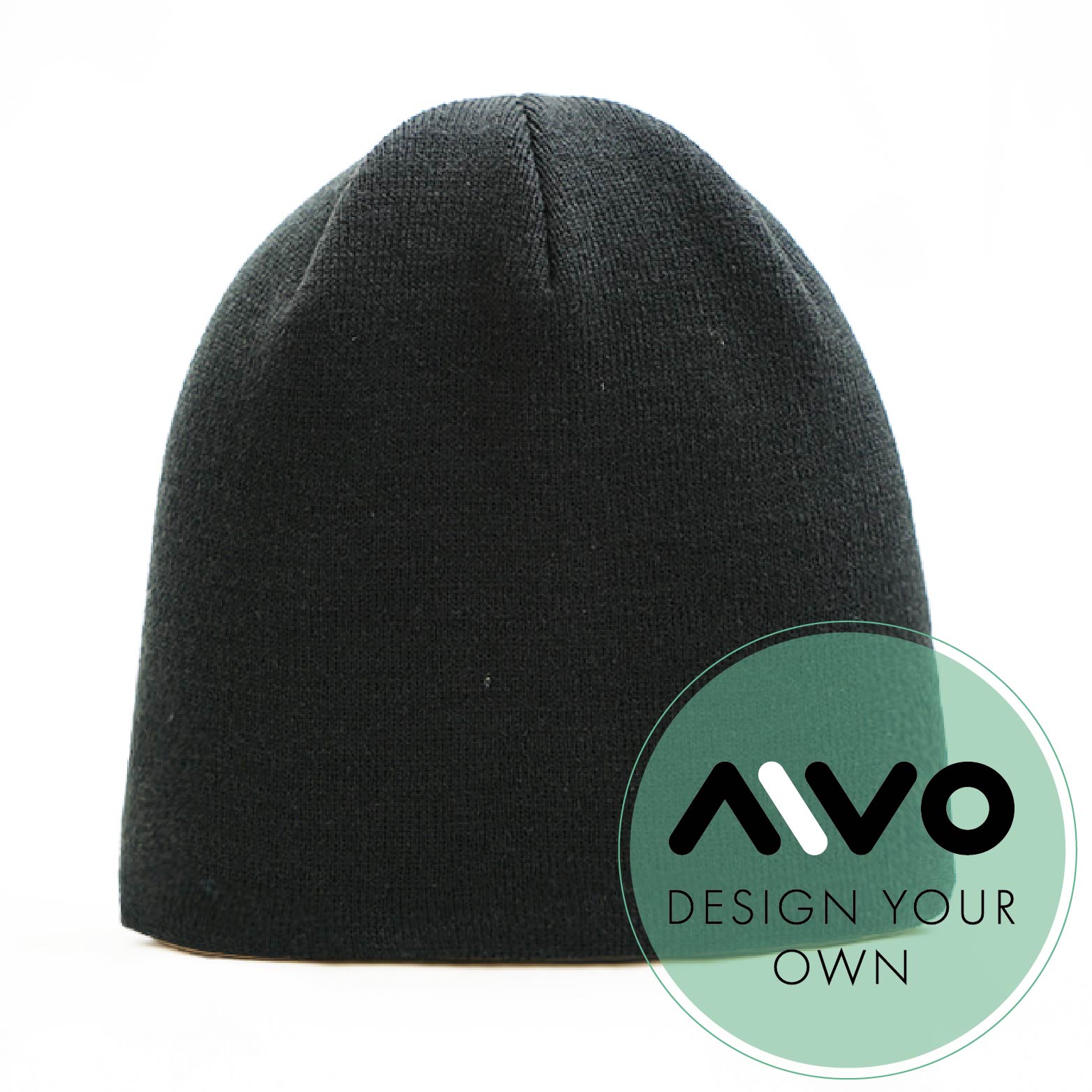 Beanie - No Turn Up/Cuff add your own logo in black