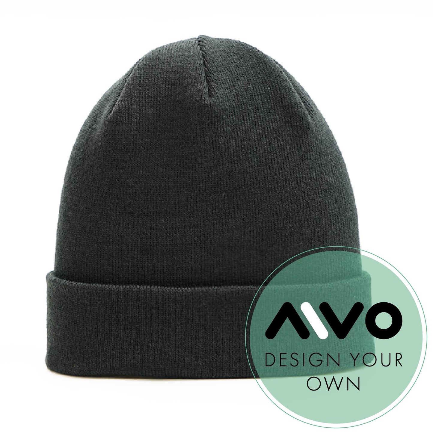 Beanie - With Turn Up/Cuff add your own logo - in black
