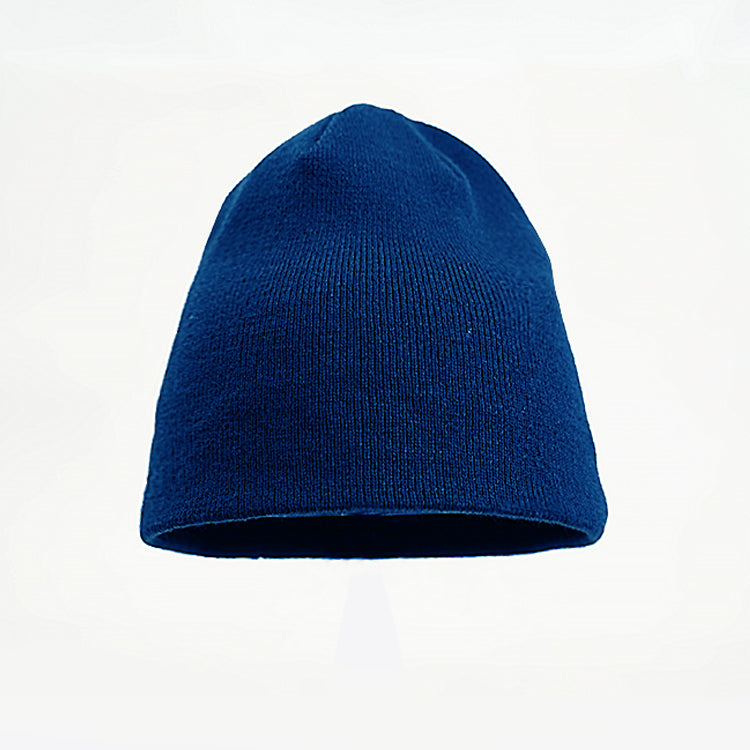 Beanie - No Turn Up/Cuff add your own logo in blue