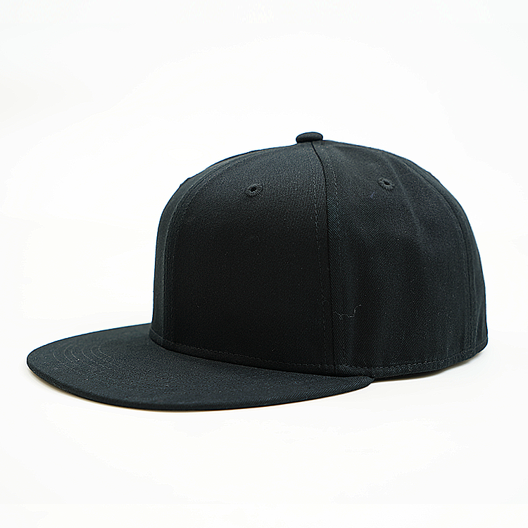 Flat peak Snapback - deign your own and add your own logo in black side view