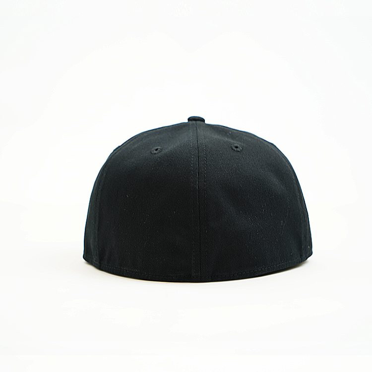 Flat peak Snapback - deign your own and add your own logo in black - back view