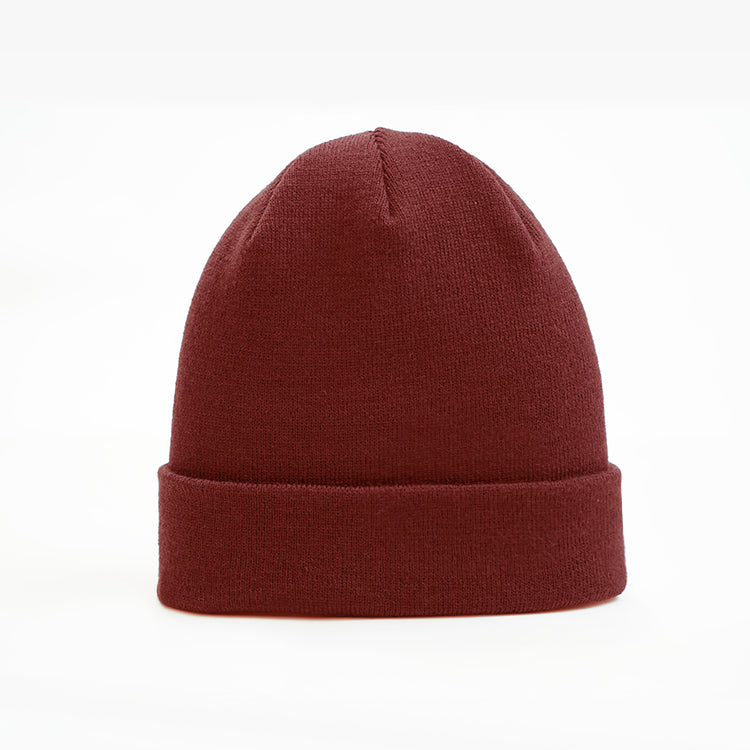 Beanie - With Turn Up/Cuff add your own logo - in maroon