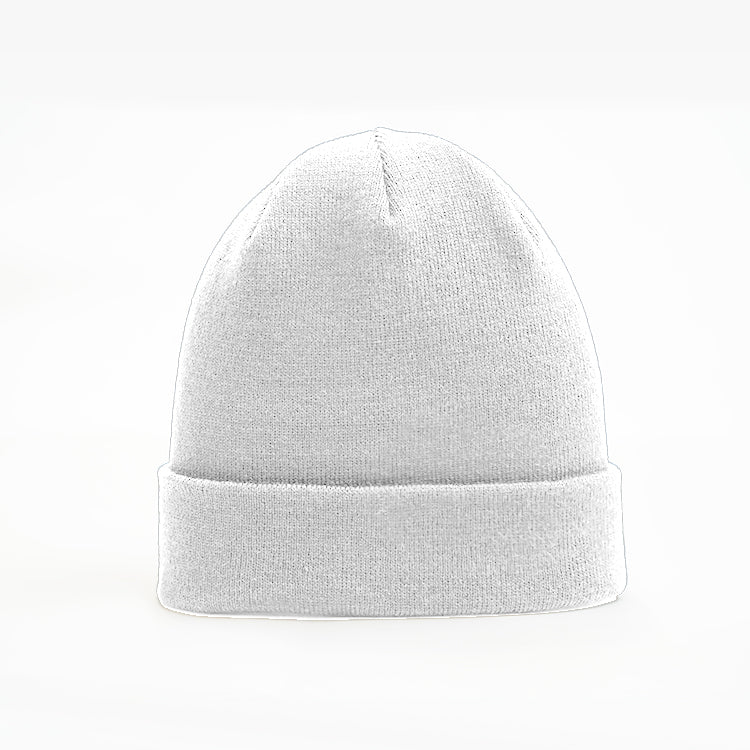 Beanie - With Turn Up/Cuff add your own logo - in white