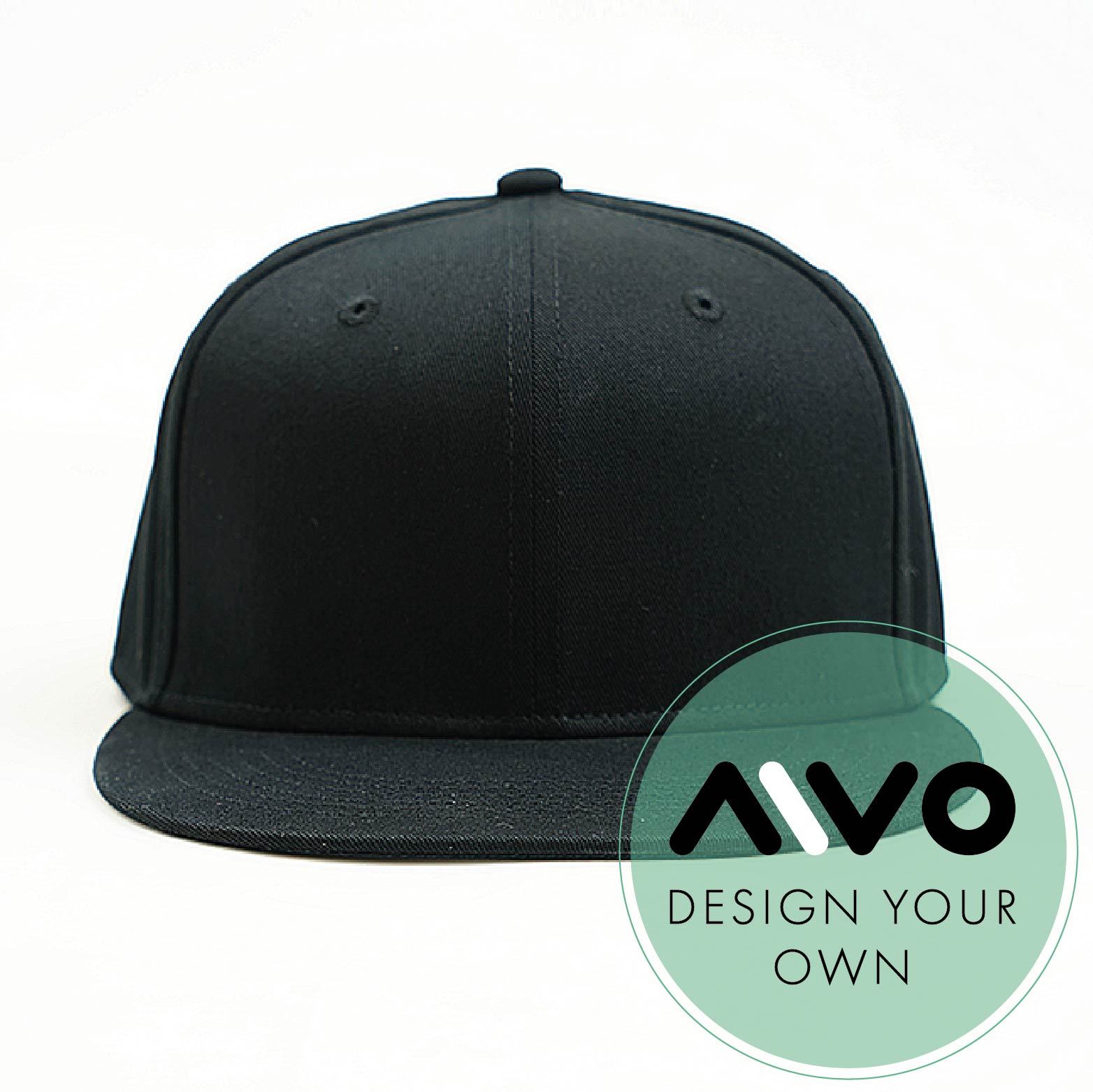 Flat peak Snapback - deign your own and add your own logo in black