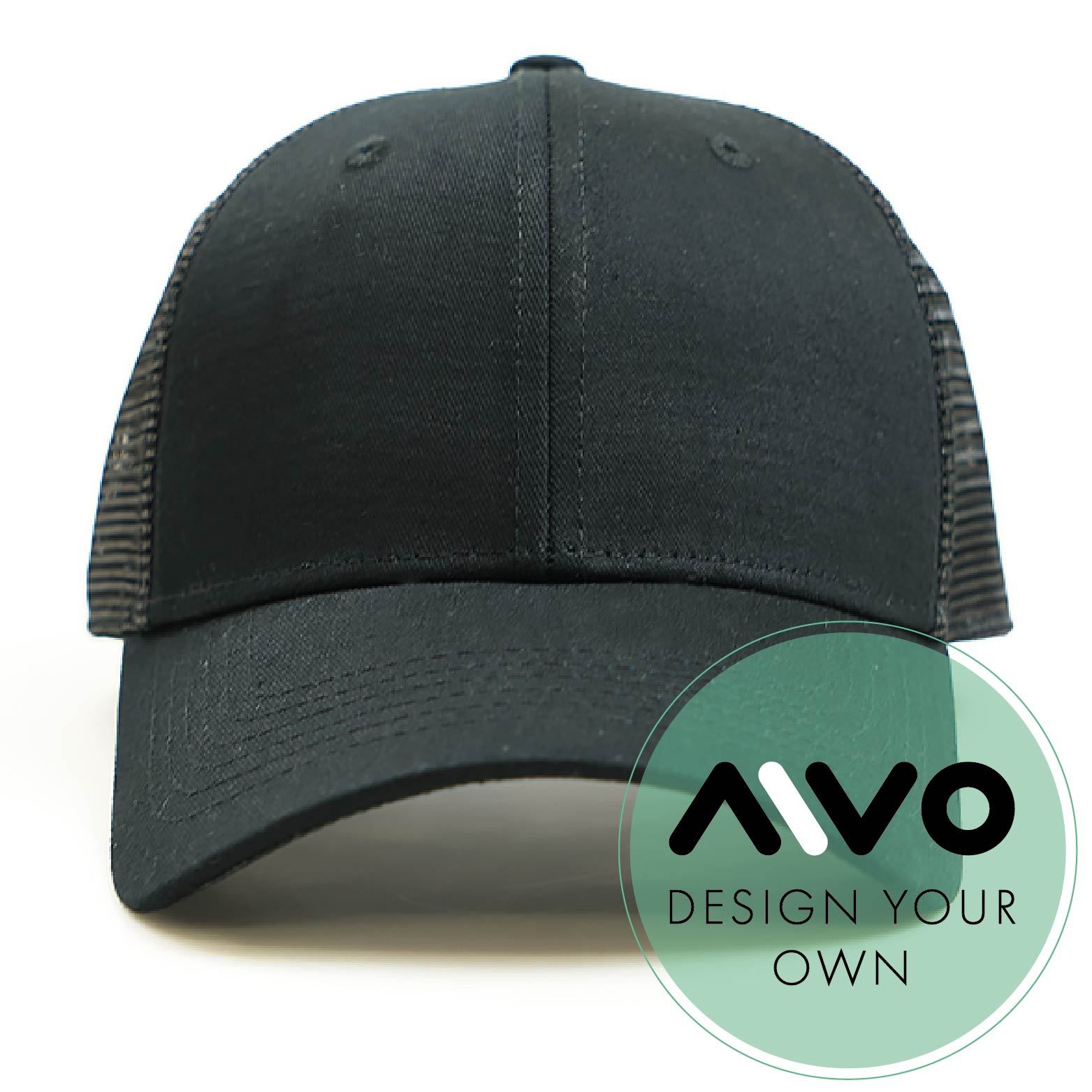 Trucker Cap with Mesh back - design your own and add your own logo in black