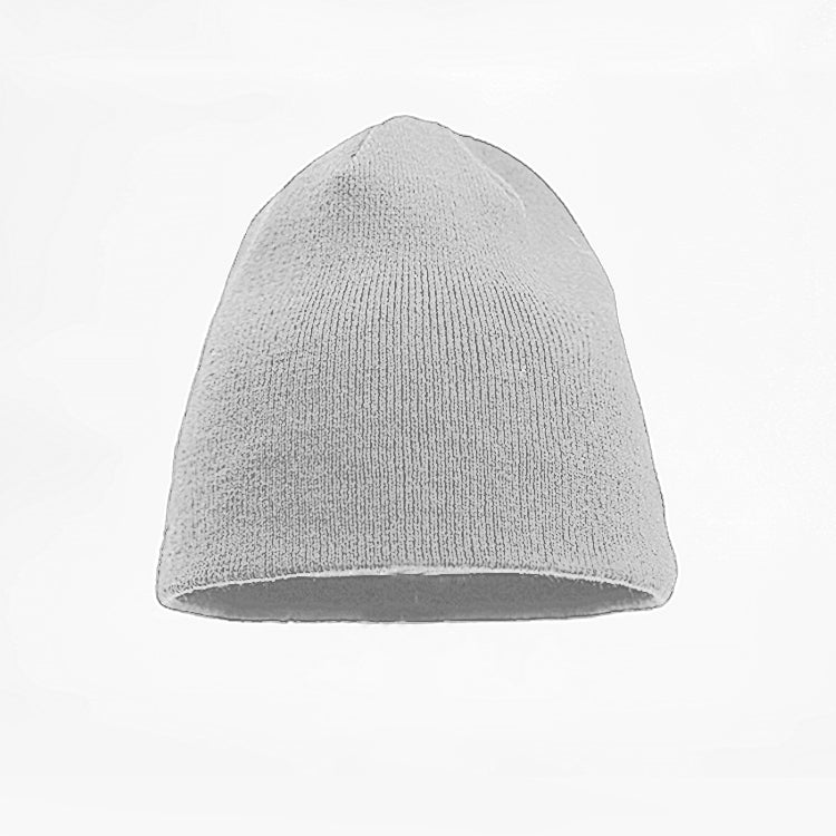 Beanie - No Turn Up/Cuff add your own logo in white