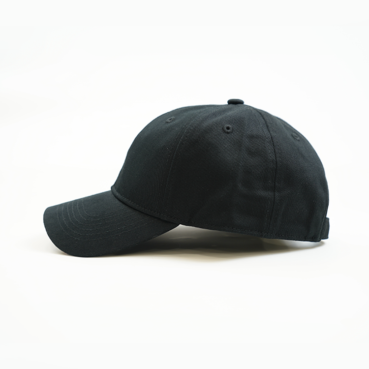 Baseball Cap - Unstructured Shape design your own and add your own logo - black side view