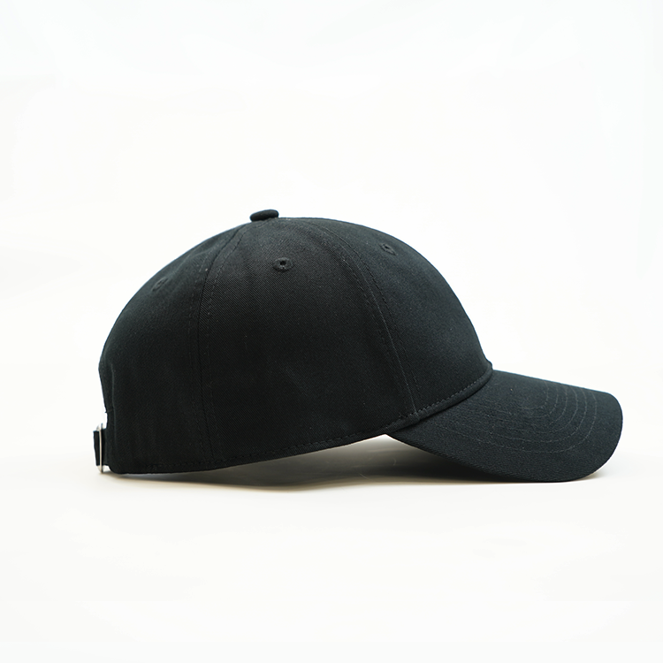 Baseball Cap - Unstructured Shape design your own and add your own logo - black side view